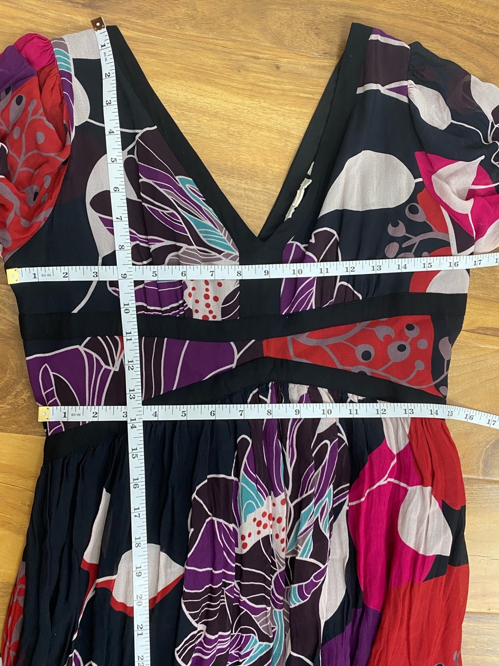 Anthropologie Let Me Be Mixed Media Floral Midi Dress Artsy Romantic Whimsigoth - Picture 7 of 7
